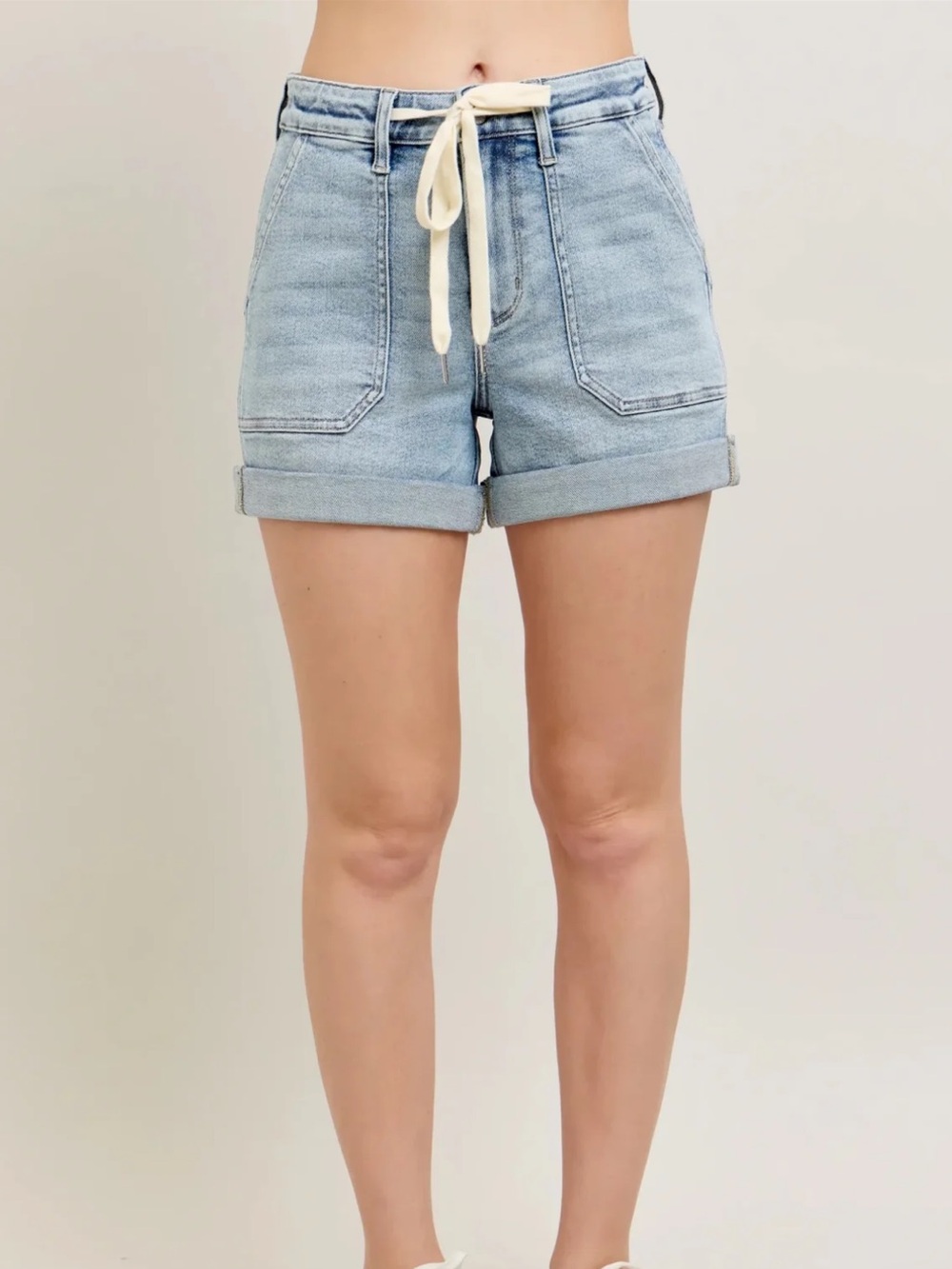 Judy Blue Women Bottoms High Waist Light Blue Jogger Shorts Size Large
